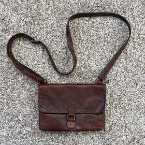Jack Georges Leather Brown Crossbody Purse with RFID Protection